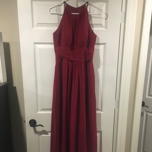 Floor length burgundy dress